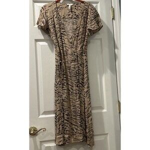 Leith Women's Animal Print Rayon Wrap Dress Size M